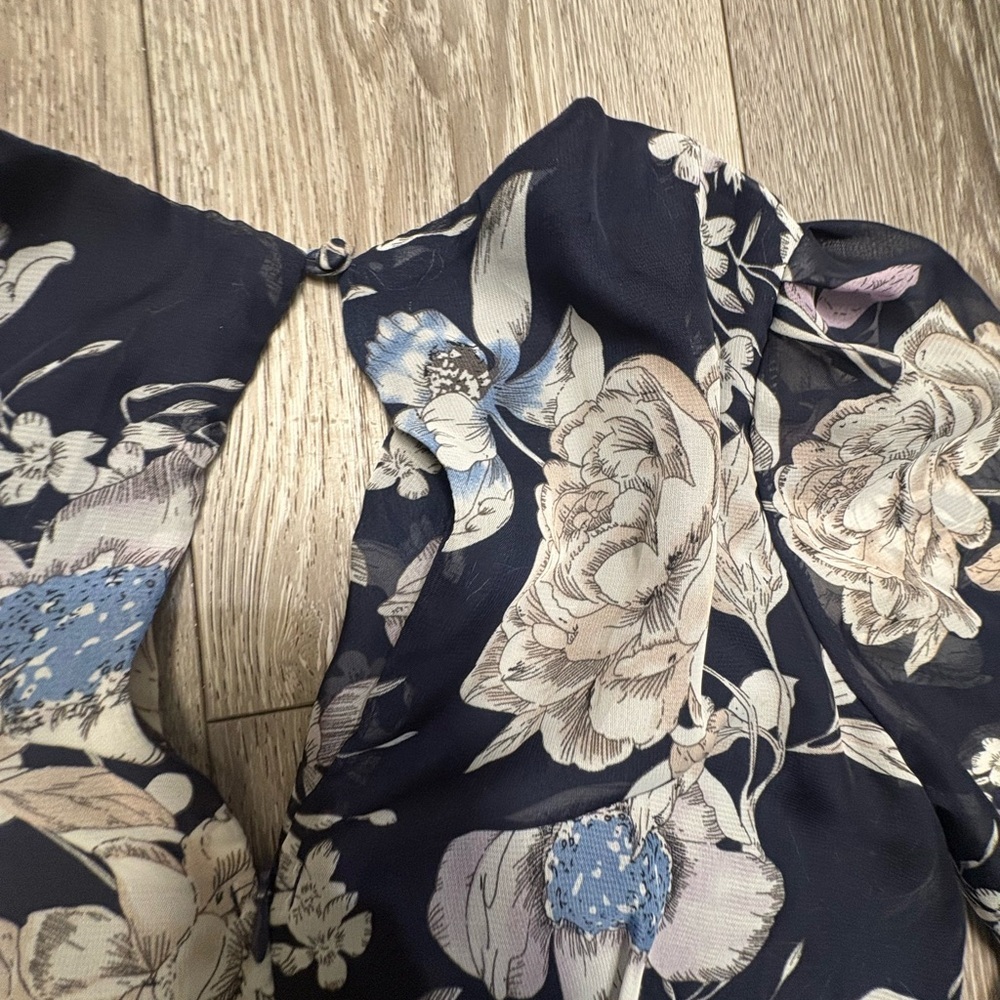 TFNC Navy Floral V-Neck Long Sleeve Chiffon Dress - Picture 12 of 14